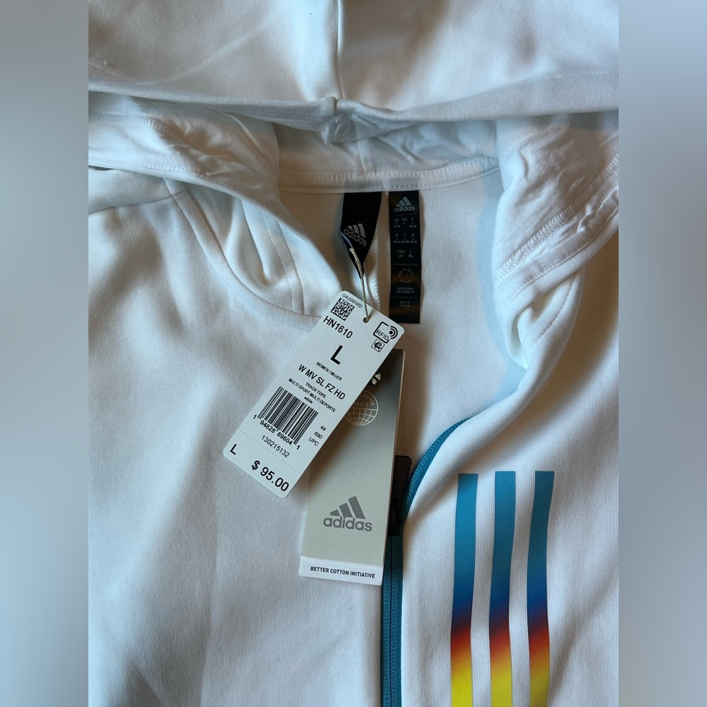 Adidas Hooded Sweatshirt Sportswear, white, Women’s Large (NWT) - Picture 10 of 11